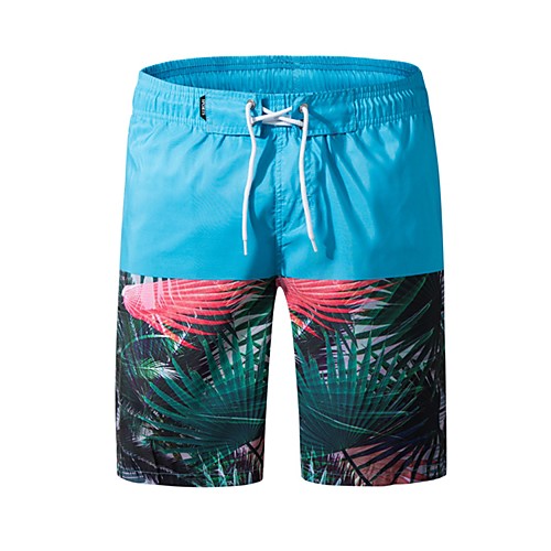 

Men's Sporty Basic Light Blue Blue Swim Trunk Beach board shorts Swimwear Swimsuit - Geometric Tropical Lace up Print M L XL Light Blue