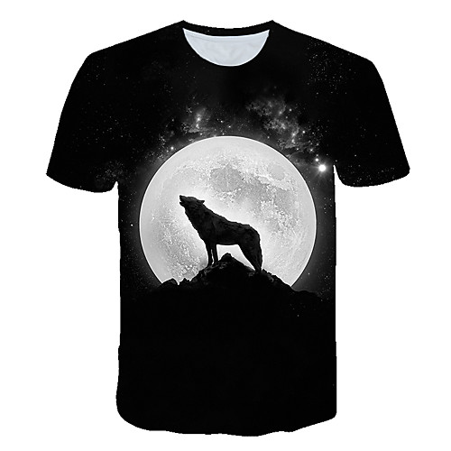 

Men's Daily Sports Street chic / Exaggerated T-shirt - 3D / Animal Wolf, Print Black