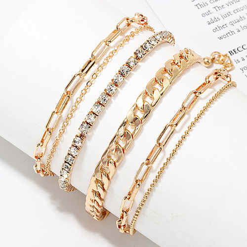 

Body Chain Statement Classic Vintage Women's Body Jewelry For Daily Wear Vacation Layered Imitation Diamond Alloy Lucky Gold 4 Pieces