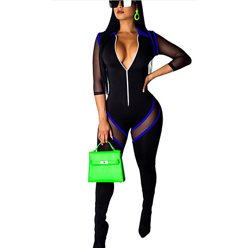 

Women's Basic Blushing Pink Red Green Jumpsuit Onesie, Color Block S M L