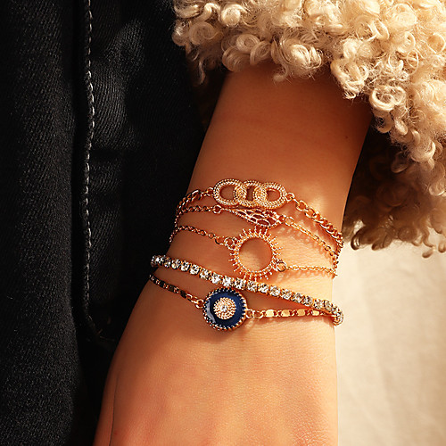

5pcs Women's Vintage Bracelet Bracelet Layered Fashion Classic Vintage Bohemian Trendy Fashion Imitation Diamond Bracelet Jewelry Gold For Wedding Gift Date Birthday Festival