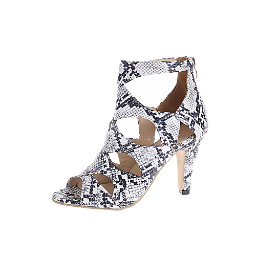 

Women's Sandals Stiletto Heel Peep Toe PU Minimalism Spring & Summer Black / White / Black / Rainbow