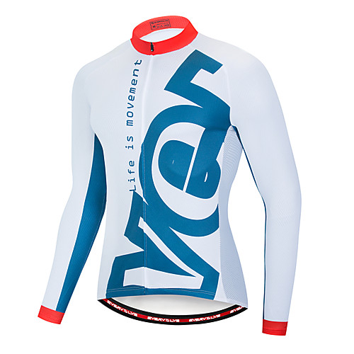 

EVERVOLVE Men's Long Sleeve Cycling Jersey Terylene White Geometic Bike Jersey Top Mountain Bike MTB Road Bike Cycling Breathable Quick Dry Sweat-wicking Sports Clothing Apparel / Stretchy