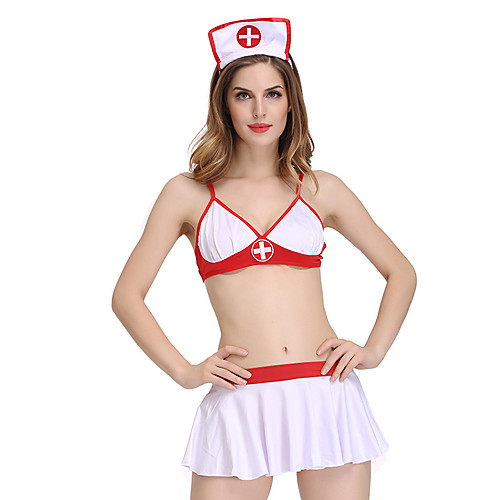 

Nurse Adults' Women's Skirt Outfits For Polyster Masquerade Top Skirt Headwear