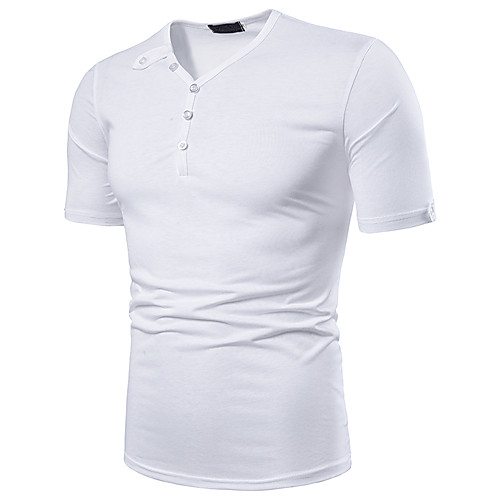 

Men's Daily Going out Basic / Elegant T-shirt - Solid Colored White