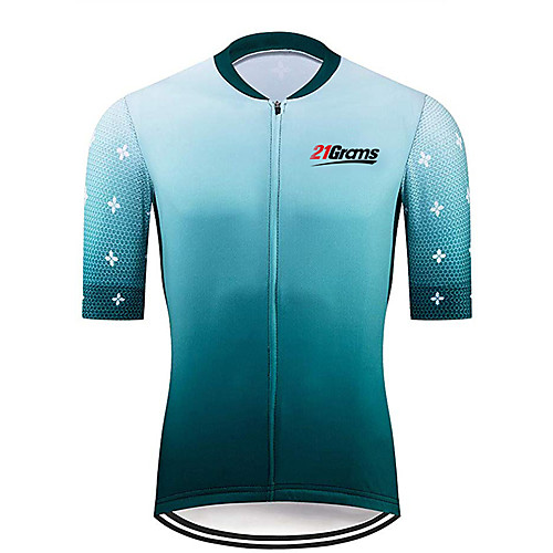 

21Grams Men's Short Sleeve Cycling Jersey 100% Polyester Green Floral Botanical Bike Jersey Top Mountain Bike MTB Road Bike Cycling UV Resistant Breathable Quick Dry Sports Clothing Apparel