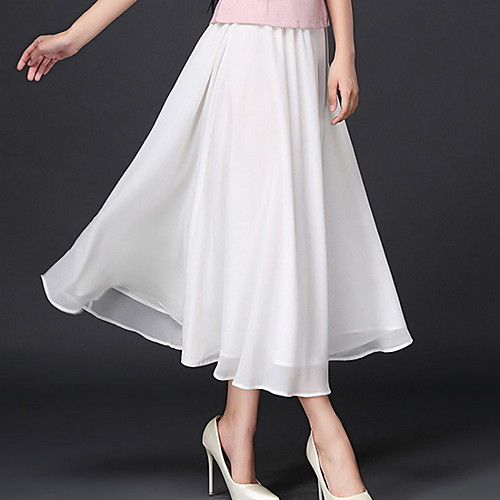 

Women's Swing Skirts - Solid Colored White Black One-Size