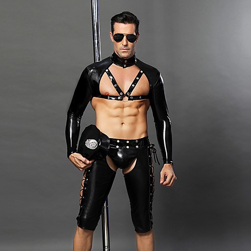 

Police Adults' Men's Outfits For Terylene Masquerade Pants Zentai