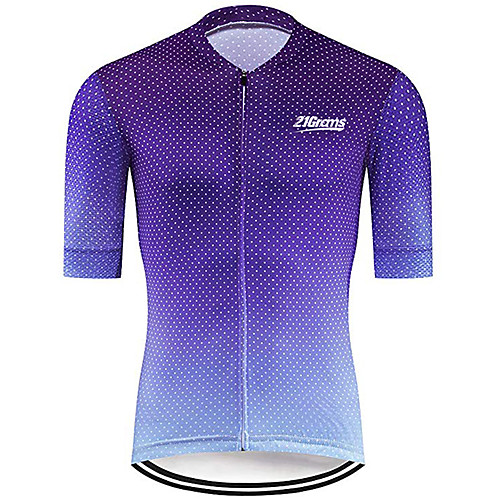 

21Grams Men's Short Sleeve Cycling Jersey 100% Polyester Blue Polka Dot Gradient Bike Jersey Top Mountain Bike MTB Road Bike Cycling UV Resistant Breathable Quick Dry Sports Clothing Apparel