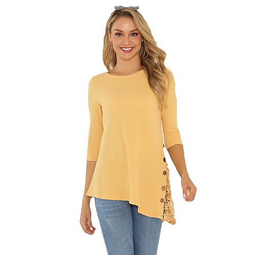 

Women's Daily T-shirt - Solid Colored Yellow