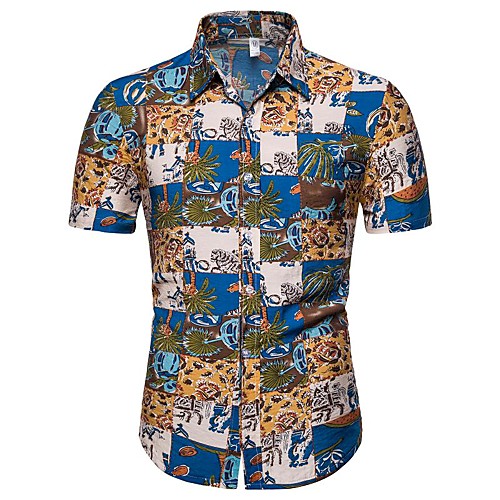 

Men's Daily Going out Basic / Exaggerated T-shirt - Floral / 3D Blue