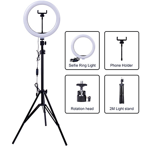 

26cm LED Selfie Ring Light 24W 5500K Studio Photography Photo Fill Ring Light with Tripod for iphone Smartphone Makeup