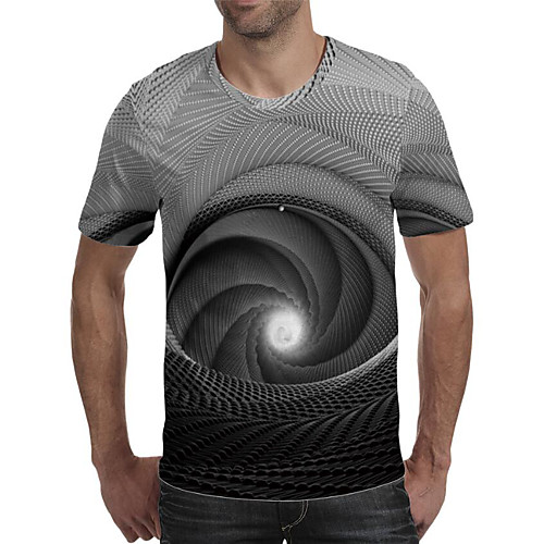 

Men's Daily Going out Exaggerated T-shirt - Geometric / 3D / Graphic Print Rainbow