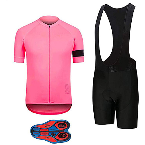 

21Grams Men's Short Sleeve Cycling Jersey with Bib Shorts Pink / Black Bike Clothing Suit UV Resistant Breathable 3D Pad Quick Dry Sweat-wicking Sports Solid Color Mountain Bike MTB Road Bike Cycling