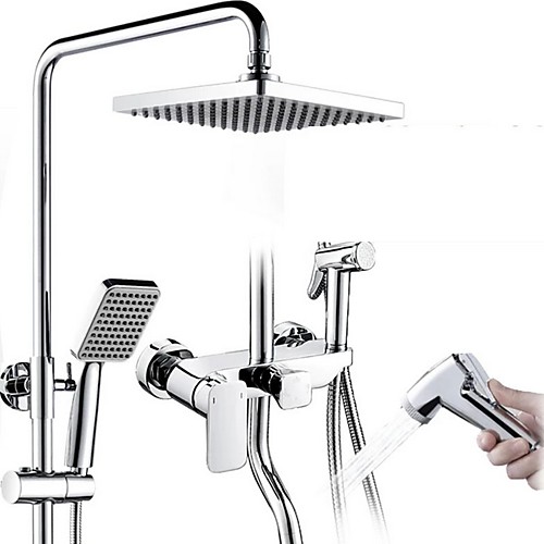 

Shower System Set - Handshower Included Rainfall Contemporary Electroplated Wall Installation Ceramic Valve Bath Shower Mixer Taps