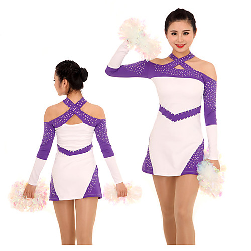 

Cheerleader Costume Uniform Women's Girls' Kids Dress Spandex High Elasticity Handmade Long Sleeve Competition Dance Rhythmic Gymnastics Gymnastics Purple