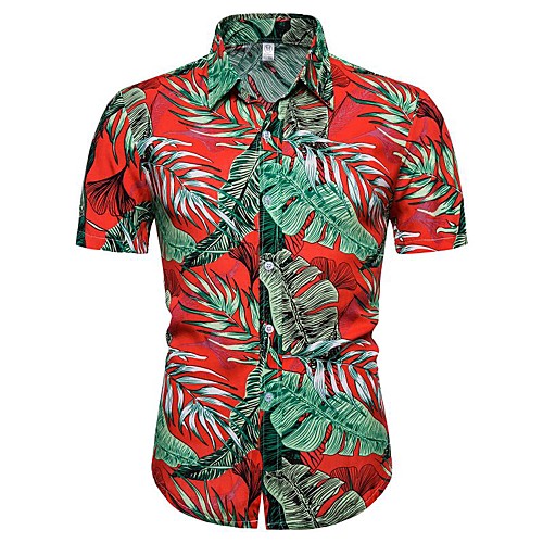 

Men's Daily Going out Basic / Exaggerated T-shirt - Floral / 3D Red