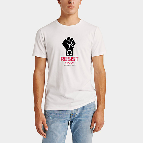 

Men's Daily Sports Business / Basic T-shirt - Rainbow / Letter Black & White, Print Black