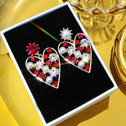 

Women's Drop Earrings Earrings Classic Sweet Heart Elegant Trendy Romantic Fashion Cute Imitation Diamond Earrings Jewelry Red / White For Birthday Gift Engagement Beach Festival 1 Pair