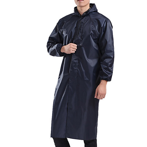 

Protective Clothing Anti Dust And Droplet Men's Daily Fall & Winter Long Coat, Solid Colored Hooded Long Sleeve Polyester Navy Blue