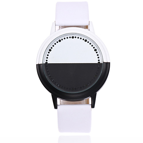 

Men and Women Sport Watch Quartz PU Leather Black / White Chronograph New Design Cool Analog Outdoor New Arrival - Black White One Year Battery Life
