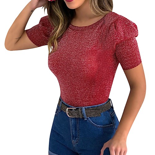 

Women's Daily T-shirt - Solid Colored Red
