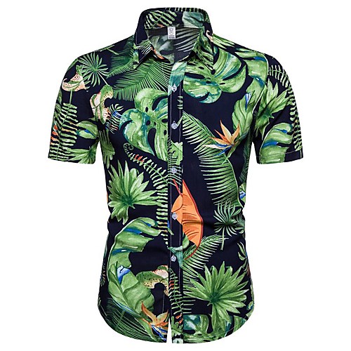

Men's Daily Going out Basic / Exaggerated T-shirt - Floral / 3D Green