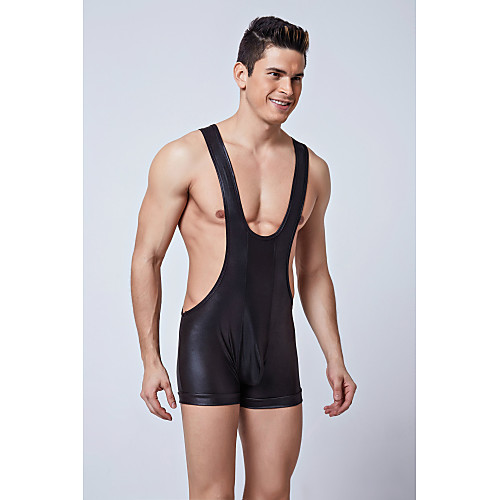 

Men's Racerback Bodysuits Nightwear Solid Colored Black Yellow Blue One-Size