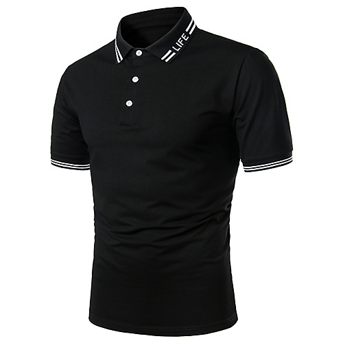 

Men's Daily Work Basic Polo - Striped / Solid Colored / Letter Red, Patchwork Red
