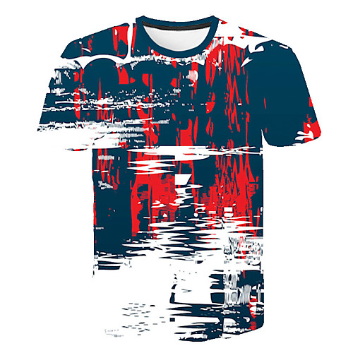 

Men's Daily Sports Basic / Exaggerated T-shirt - Color Block / 3D Print Rainbow