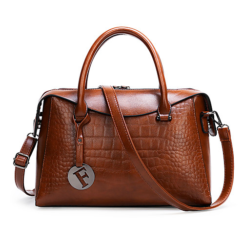 

Women's Tassel PU Top Handle Bag Crocodile Dark Brown / Red / Brown