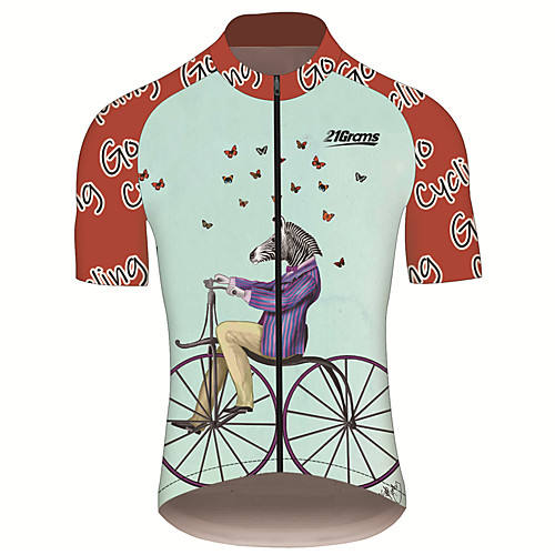 

21Grams Men's Short Sleeve Cycling Jersey 100% Polyester Red and White Butterfly Animal Zebra Bike Jersey Top Mountain Bike MTB Road Bike Cycling UV Resistant Breathable Quick Dry Sports Clothing