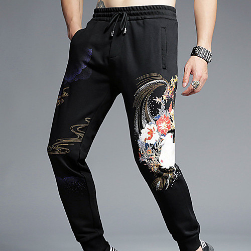 

Men's Jogger Pants Harem Drawstring 3D Print Black Cotton Running Fitness Gym Workout Bottoms Sport Activewear Breathable Soft Stretchy