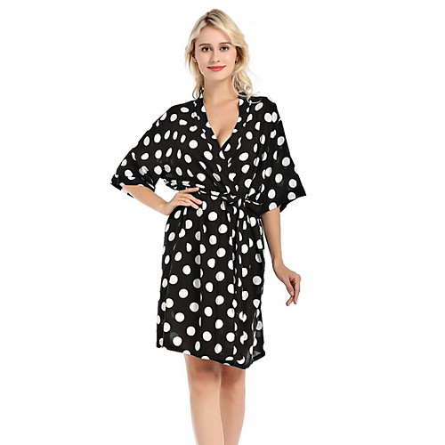 

Women's Deep V Robes Pajamas Polka Dot