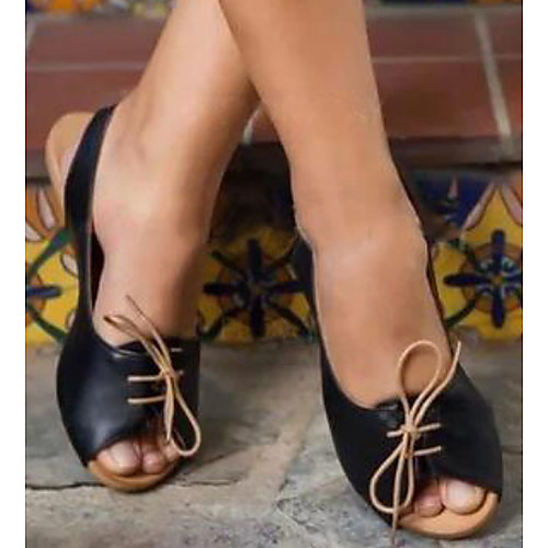 

Women's Sandals Flat Heel Open Toe PU Summer Light Red / White / Black