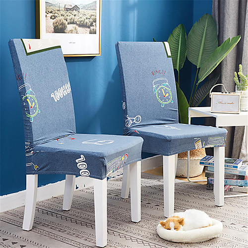 

2 Pack Science Print Super Fit Stretch Chair Cover Stretch Removable Washable Dining Room Chair Protector Slipcovers Home Decor Dining Room Seat Cover