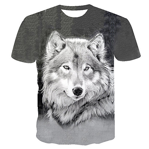 

Men's Daily Going out Basic T-shirt - Geometric / 3D / Animal Print Gray