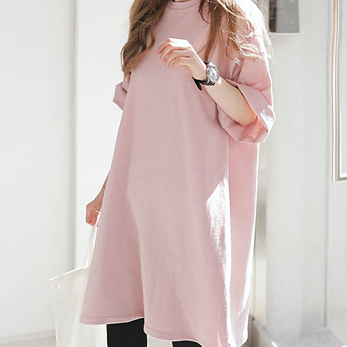 

Women's Daily Basic T-shirt - Solid Colored Blushing Pink