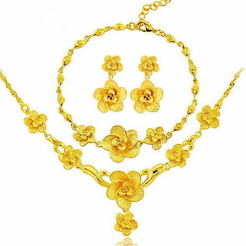 

Women's Jewelry Set Bridal Jewelry Sets 3D Flower Tassel Fashion Gold Plated Earrings Jewelry Gold For Wedding Party Evening Engagement Gift Formal 1 set