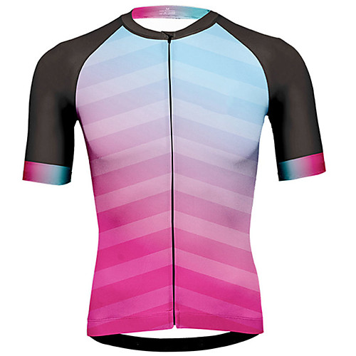 

21Grams Men's Short Sleeve Cycling Jersey Pink Gradient Bike Jersey Top Mountain Bike MTB Road Bike Cycling UV Resistant Breathable Quick Dry Sports Clothing Apparel / Stretchy / Race Fit