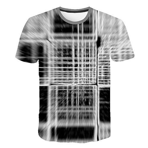 

Men's Daily Sports Street chic / Exaggerated T-shirt - Geometric / Color Block / 3D Print Rainbow