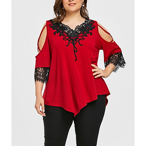 

Women's Daily Blouse - Color Block Purple