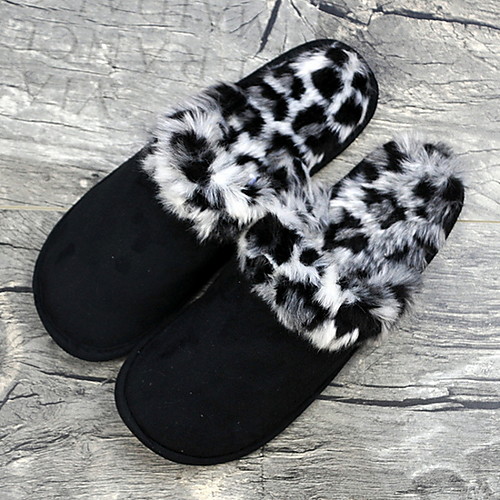 

Men's Faux Fur Fall & Winter Casual Slippers & Flip-Flops Breathable Leopard Black / Gray