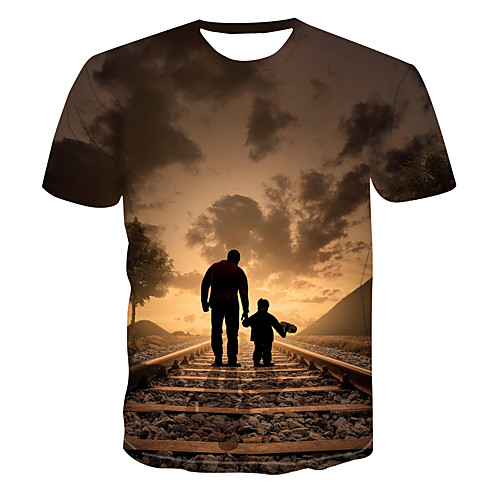

Men's Club Weekend Street chic / Punk & Gothic T-shirt - 3D / Abstract / Scenery Print Brown