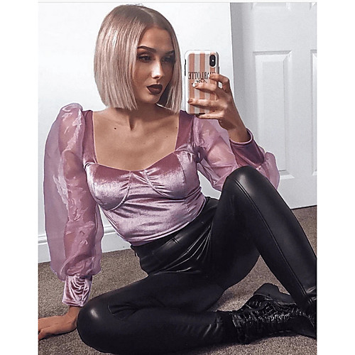 

Women's Daily Blouse - Solid Colored Blushing Pink