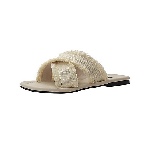 

Women's Slippers & Flip-Flops Flat Heel Round Toe Canvas Summer Pink / Black / Beige