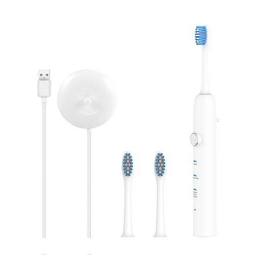 

New Inductive USB Rechargeable Electric Toothbrush 3 Modes Ultrasonic Teeth Brush 3 DuPont Replaceable Heads Waterproof