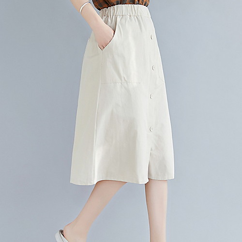 

Women's A Line Skirts - Solid Colored Black Beige Gray One-Size