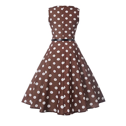 

Women's Brown Dress A Line Polka Dot S M