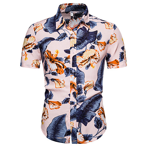 

Men's Daily Going out Basic / Exaggerated T-shirt - Floral / Color Block Khaki